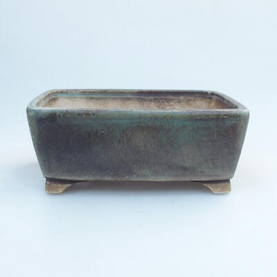 Ceramic bonsai bowl 13 x 10.5 x 5.5 cm, brown-green color - 1