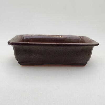 Ceramic bonsai bowl 13 x 9.5 x 4 cm, brown color - 1