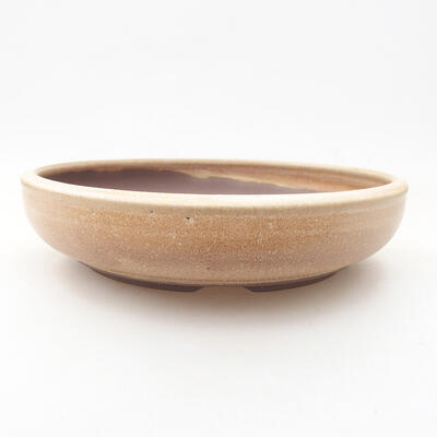 Ceramic bonsai bowl 18.5 x 18.5 x 4 cm, brown color - 1