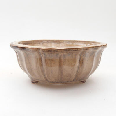 Ceramic bonsai bowl 10.5 x 10.5 x 4.5 cm, beige color - 1