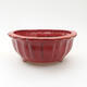 Ceramic bonsai bowl 10.5 x 10.5 x 4.5 cm, color red - 1/3