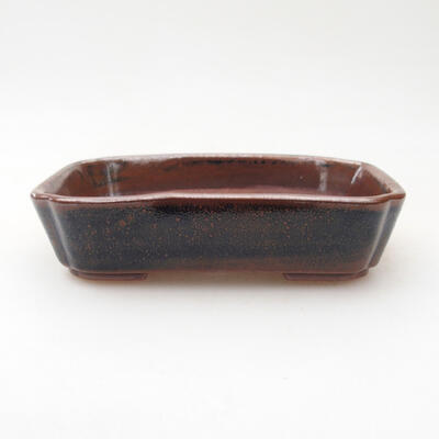 Ceramic bonsai bowl 12 x 9 x 3 cm, brown-black color - 1
