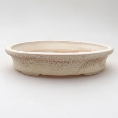 Ceramic bonsai bowl 13 x 10 x 3 cm, beige color - 1