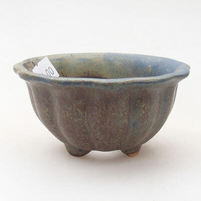 Ceramic bonsai bowl 8 x 8 x 4.5 cm, brown-blue color - 1