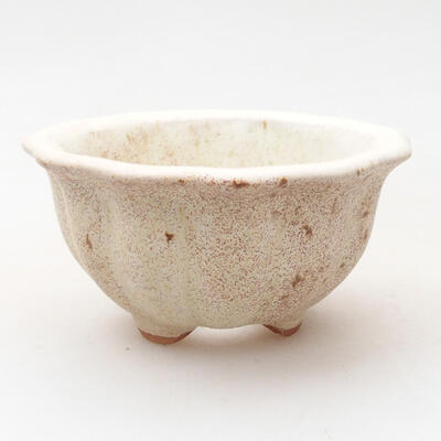 Ceramic bonsai bowl 8 x 8 x 4.5 cm, beige color - 1