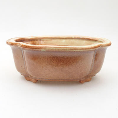 Ceramic bonsai bowl 12.5 x 9.5 x 5 cm, brown color - 1