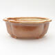 Ceramic bonsai bowl 12.5 x 9.5 x 5 cm, brown color - 1/3