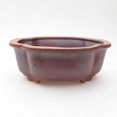 Ceramic bonsai bowl 12.5 x 9.5 x 5 cm, brown color - 1
