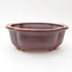Ceramic bonsai bowl 12.5 x 9.5 x 5 cm, brown color - 1/3