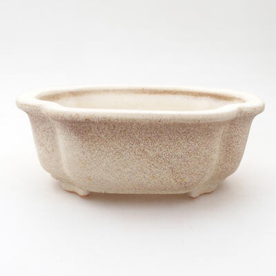 Ceramic bonsai bowl 12.5 x 9.5 x 5 cm, color beige - 1