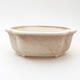 Ceramic bonsai bowl 12.5 x 9.5 x 5 cm, color beige - 1/3
