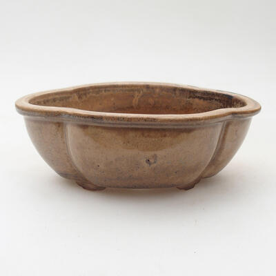 Ceramic bonsai bowl 12.5 x 9.5 x 4.5 cm, brown color - 1