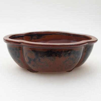 Ceramic bonsai bowl 12.5 x 9.5 x 4.5 cm, brown color - 1