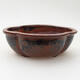 Ceramic bonsai bowl 12.5 x 9.5 x 4.5 cm, brown color - 1/3