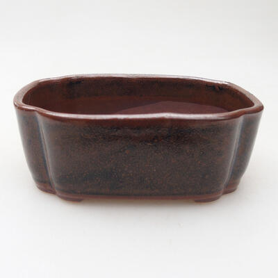 Ceramic bonsai bowl 12 x 9.5 x 4.5 cm, brown color - 1