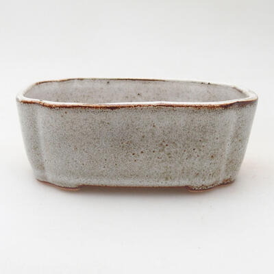 Ceramic bonsai bowl 12 x 9.5 x 4.5 cm, beige color - 1