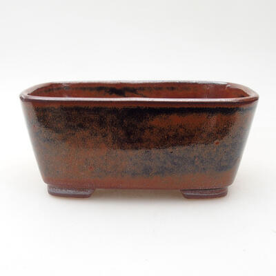 Ceramic bonsai bowl 13 x 9.5 x 6 cm, brown color - 1