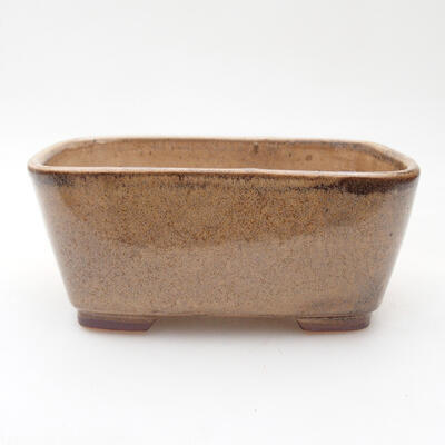 Ceramic bonsai bowl 13 x 9.5 x 6 cm, brown color - 1