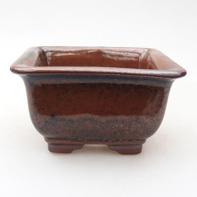 Ceramic bonsai bowl 9 x 9 x 5.5 cm, brown-black color - 1