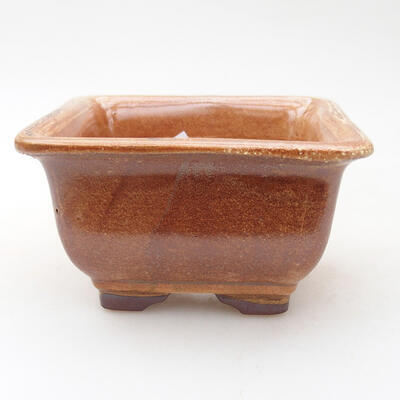 Ceramic bonsai bowl 9 x 9 x 5.5 cm, brown color - 1