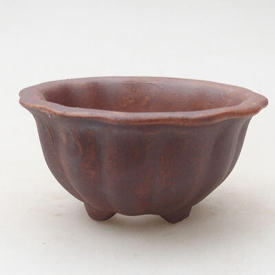 Ceramic bonsai bowl 7.5 x 7.5 x 4 cm, brown color - 1