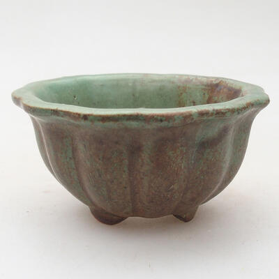 Ceramic bonsai bowl 7.5 x 7.5 x 4 cm, brown-green color - 1