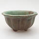 Ceramic bonsai bowl 7.5 x 7.5 x 4 cm, brown-green color - 1/3