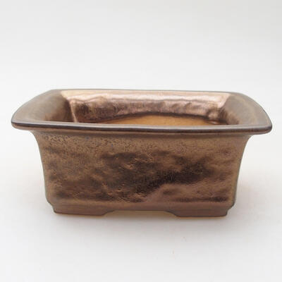 Ceramic bonsai bowl 11 x 9 x 4.5 cm, gold color - 1
