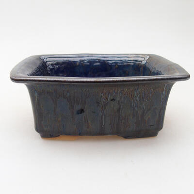 Ceramic bonsai bowl 11 x 9 x 4.5 cm, blue-black color - 1