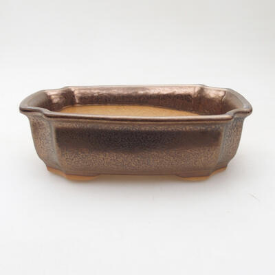Ceramic bonsai bowl 14.5 x 12.5 x 4.5 cm, gold color - 1