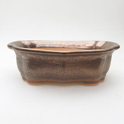 Ceramic bonsai bowl 17.5 x 14.5 x 6 cm, gold color - 1