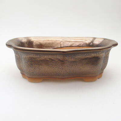 Ceramic bonsai bowl 17.5 x 14.5 x 6 cm, gold color - 1