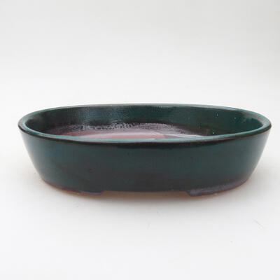 Ceramic bonsai bowl 17 x 14 x 4 cm, color green-black - 1