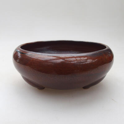 Ceramic bonsai bowl 14 x 14 x 6.5 cm, color green-brown - 1