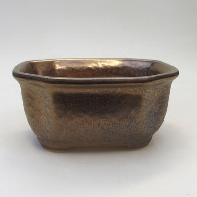 Ceramic bonsai bowl 12.5 x 10.5 x 6.5 cm, gold color - 1