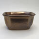 Ceramic bonsai bowl 12.5 x 10.5 x 6.5 cm, gold color - 1/3