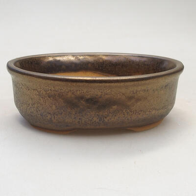Ceramic bonsai bowl 10 x 7.5 x 3.5 cm, gold color - 1