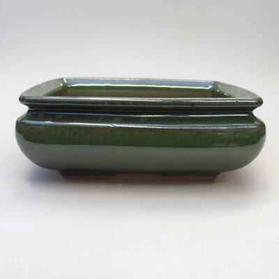 Ceramic bonsai bowl 15.5 x 15.5 x 6 cm, color green - 1