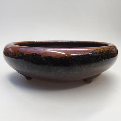 Ceramic bonsai bowl 19 x 19 x 7 cm, brown-black color - 1