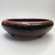Ceramic bonsai bowl 19 x 19 x 7 cm, brown-black color - 1/3