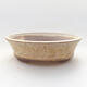 Ceramic bonsai bowl 9.5 x 9.5 x 2.5 cm, beige color - 1/3