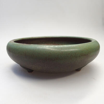 Ceramic bonsai bowl 19 x 19 x 7 cm, color green-brown - 1