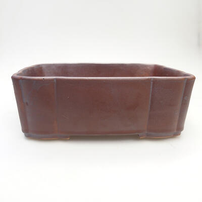Ceramic bonsai bowl 20.5 x 16 x 7 cm, brown color - 1