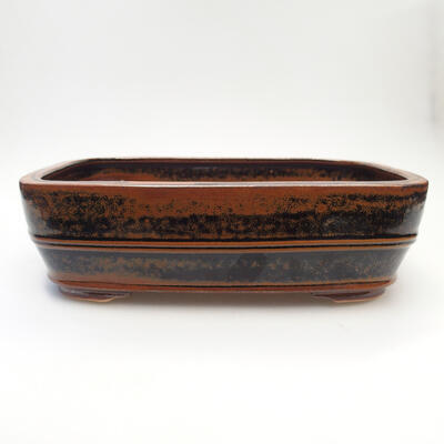 Ceramic bonsai bowl 24 x 18 x 7.5 cm, brown-black color - 1