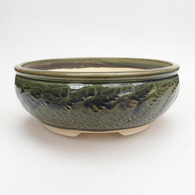 Ceramic bonsai bowl 18.5 x 18.5 x 7 cm, color green - 1
