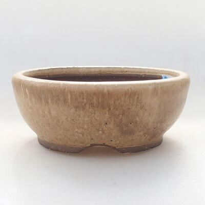 Ceramic bonsai bowl 9.5 x 9.5 x 3.5 cm, beige color - 1