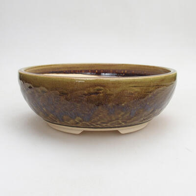 Ceramic bonsai bowl 20 x 20 x 7 cm, color green-brown - 1