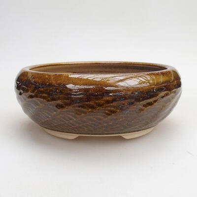 Ceramic bonsai bowl 14.5 x 14.5 x 6 cm, color green-brown - 1