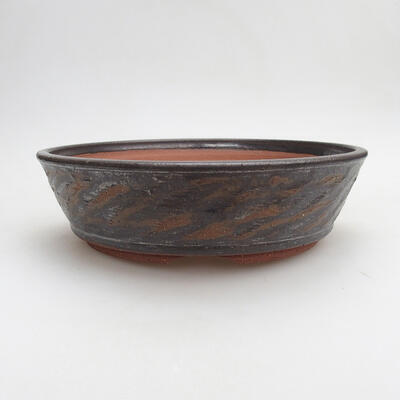 Ceramic bonsai bowl 21.5 x 21.5 x 6 cm, metal color - 1