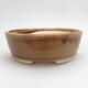 Ceramic bonsai bowl 16.5 x 16.5 x 6 cm, brown color - 1/3